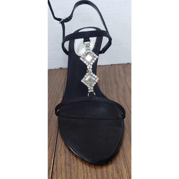 Metaphor Womens Sz 8.5 Shoes Black Jeweled Strappy Pump Event Heel - Picture 7 of 12